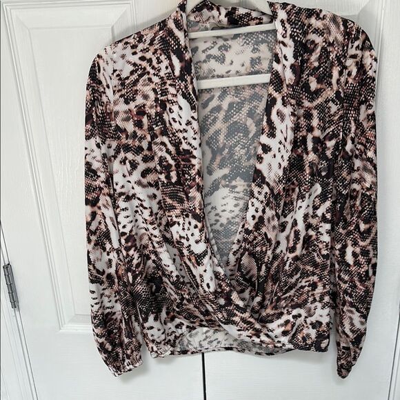 Sam & Lavi Animal Print Blouse - Black, White, Pink - Picture 1 of 2